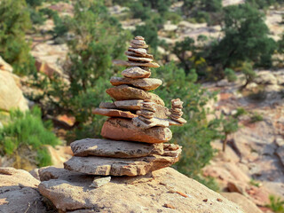 stack of stones in the forest