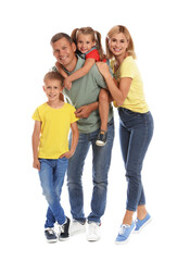 Obraz premium Happy family with children on white background