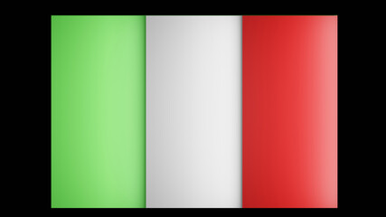 Italy flag and its 3D bulge green, white and red stripe with side light (3D Rendering)