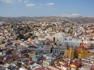 Fototapeta na wymiar Aerial View of Guanajuato, the City of Mexico Known as the Cradle of the Country's Independence