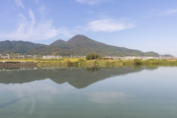 千股池から見る二上山
