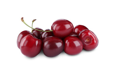 Tasty ripe red cherries isolated on white