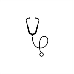 Stethoscope vector solid black icon. Medical and Health Care Symbol. Vector Logo Template. Modern minimalistic flat design