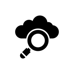 Cloud Data Search Solid Icon Style Illustration. 
