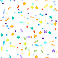 Sprinkles grainy. Seamless Pattern. Cupcake donuts