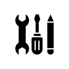 Technical tools Solid Icon Style Illustration. 