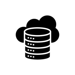 Cloud Data Solid Icon Style Illustration. 