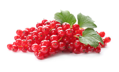 Delicious ripe red currants isolated on white