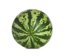Delicious ripe whole watermelon isolated on white