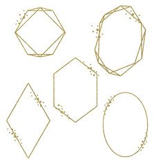 Gold frames for wedding cards, invitation, greeting and posters. Isolated in white background