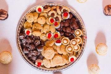 Dessert cookie table at wedding or banquet event