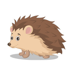 Cute baby hedgehog cartoon on white background