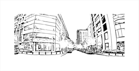 Obraz premium Building view with landmark of Beirut is the capital and largest city of Lebanon. Hand drawn sketch illustration in vector.