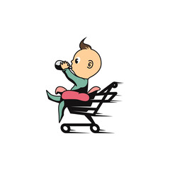 illustration of baby riding the trolley