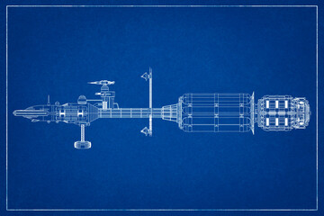 3D design of a spaceship.