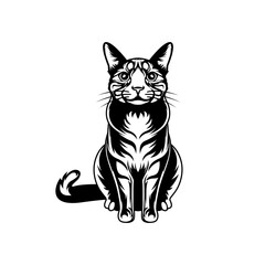 Fototapeta na wymiar black and white illustration of a cat 