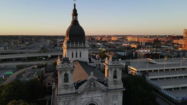 St Marys chatedral in minneapolis during golden hour
