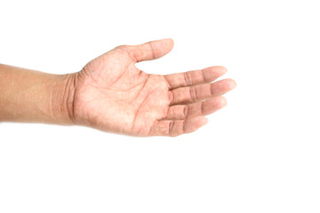Empty hand holding isolated on the white background.	