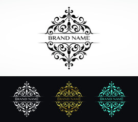 Luxury frame with ornament. Vintage logo elegant with floral ornaments style. Vector Template