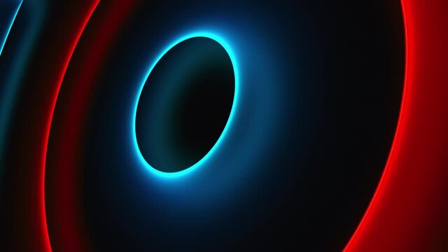 Abstract neon circles, computer generated. 3d rendering of futuristic shining backdrop