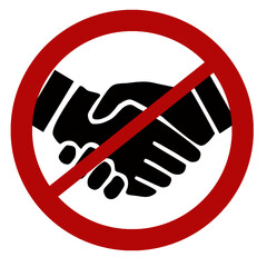 no handshake icon, concept of social distancing, handshake is prohibited pictogram