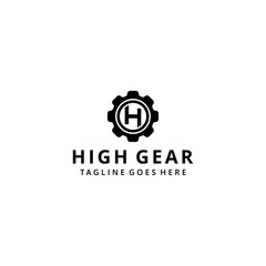 Illustration modern industrial  gear logo icon vector with letter H sign template 