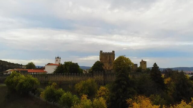 Aerial view of Castle of Braganca , medieval castle and landscape , Santa Maria, Portugal