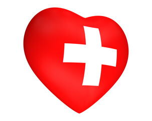 Obraz premium Schweiz Flagge in Herzform