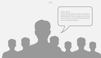 People talking with bubble sign area for copy space. Human thinking with empty chat and idea bubble. Vector.