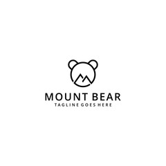 Illustration modern Bear with mountain sign logo design emblem template