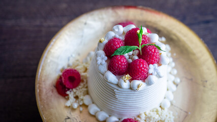 Mini raspberry wedding cake