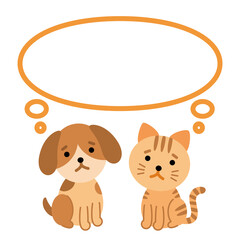 困っている犬と猫　吹き出し