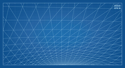 Abstract 3D wave wireframe of surrounding contour pattern. Vector 3D illustration.