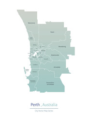 Perth Map. a major city in the Australia. - obrazy, fototapety, plakaty