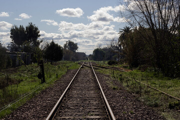 Fototapeta na wymiar Vias de tren en Progreso, Canelones, Uruguay