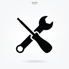 Craftsman tool icon. Wrench and screwdriver sign and symbol. Vector.