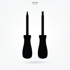 Craftsman tool icon. Wrench and screwdriver sign and symbol. Vector.