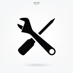 Craftsman tool icon. Wrench and screwdriver sign and symbol. Vector.