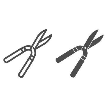 garden shears outline and solid clip art preview