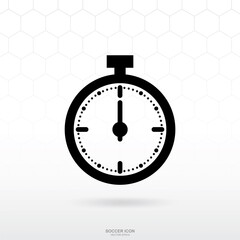 Stop watch icon or Clock icon. Soccer football sport sign and symbol for template design. Vector.