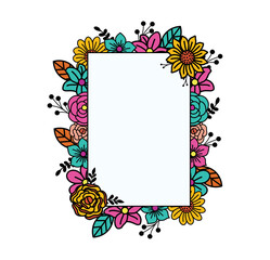 Frame of floral flat design