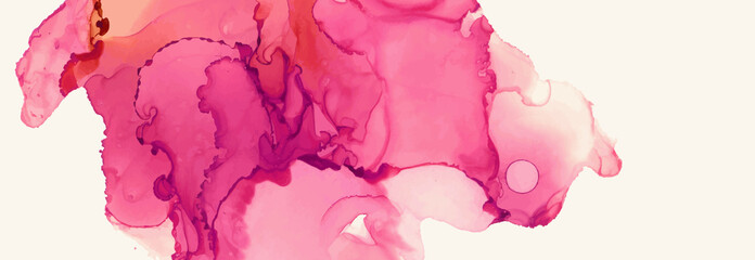 Alcohol ink vector texture banner. Fluid ink abstract background.