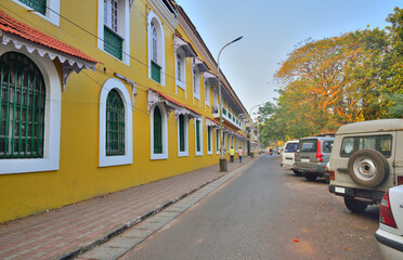 Fototapeta premium Colourful buildings in fontainhas, Goa