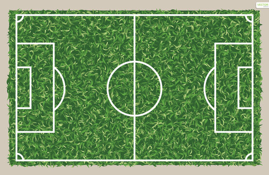 Football field or soccer field background. Green grass court for create soccer game. Vector.