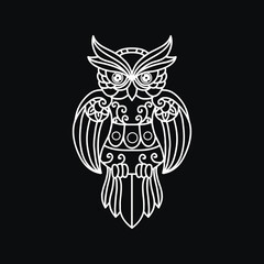 Obraz premium Black and white cut file outline owl pack