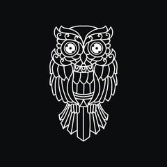 Fototapeta premium Black and white cut file outline owl pack