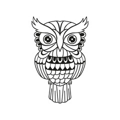 Black and white cut file outline owl pack