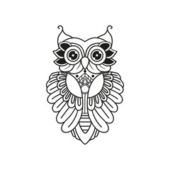 Black and white cut file outline owl pack