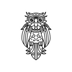 Black and white cut file outline owl pack