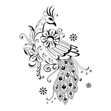 recommend clip art: Beautiful  Hand drawn peacock